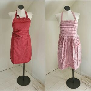 Red Cotton Aprons Set Of 2
